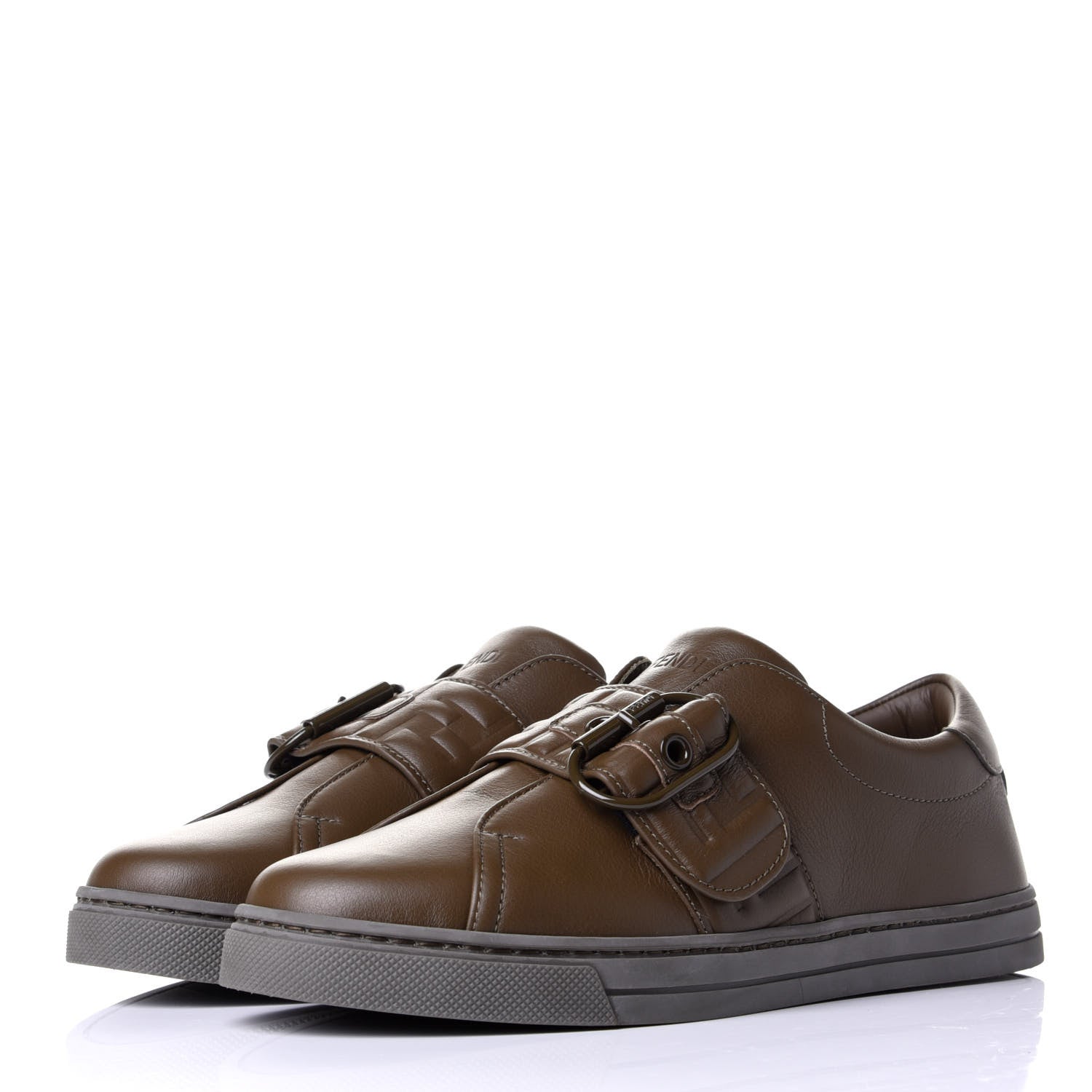 Fendi Vitello FF Embossed Womens Slip On Sneakers 36 Wood 3 of 11