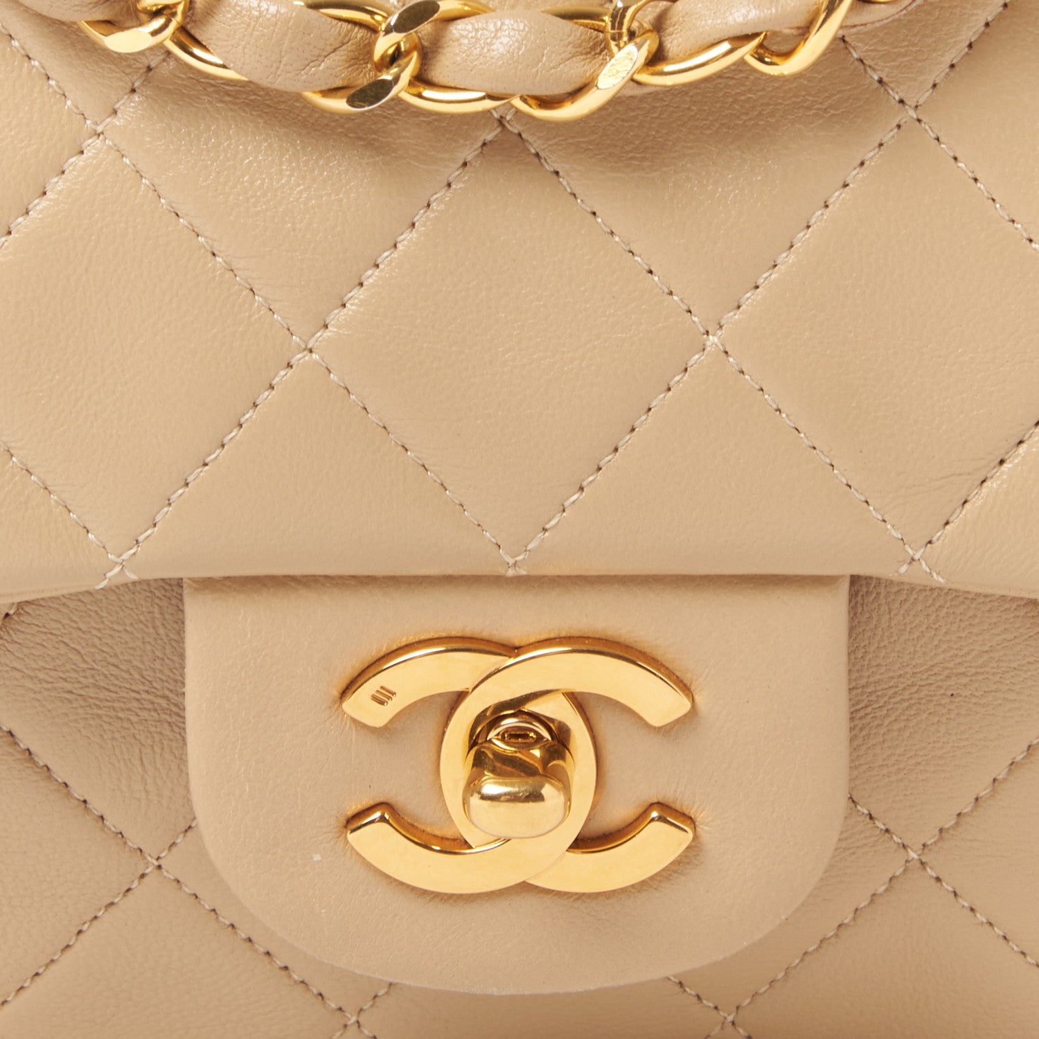 Chanel Lambskin Quilted Medium Double Flap Beige 8 of 10