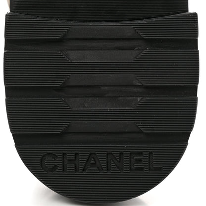 Chanel Calfskin Shiny Calfskin Quilted Lace Up Combat Boots 37 Dark Beige Black 6 of 10