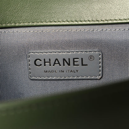 Chanel Calfskin Chevron Quilted Medium Boy Flap Dark Green 6 of 10