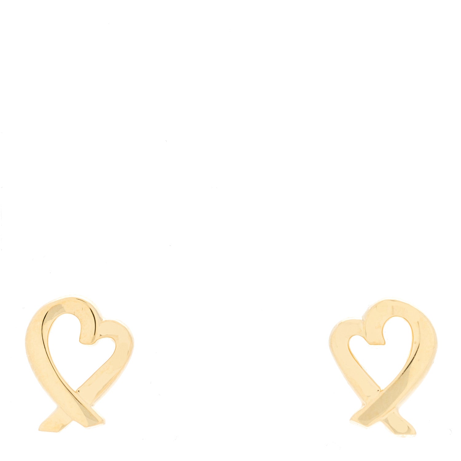 Tiffany 18K Yellow Gold Mini Paloma Picasso Loving Heart Earrings 1 of 3