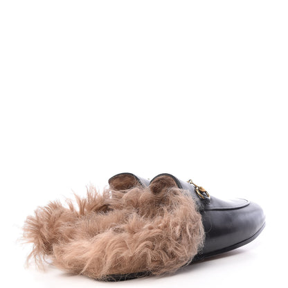 Gucci Calfskin Fur Womens Princetown Slippers 37.5 Black 4 of 8