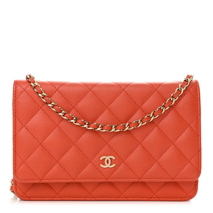 Chanel Caviar Quilted Wallet on Chain WOC Red 1 of 12