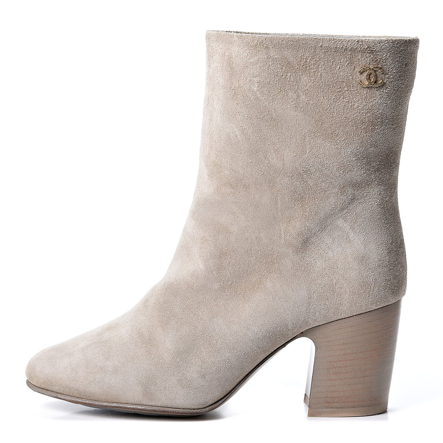 Suede Calfskin CC Short Boots 36.5 Beige