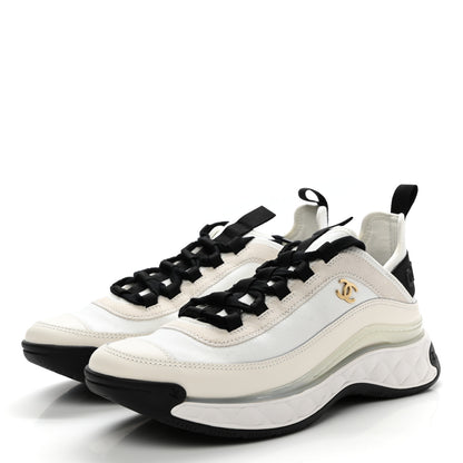 Chanel Velvet Calfskin Mixed Fibers CC Sneakers 39 Ivory Black 3 of 9