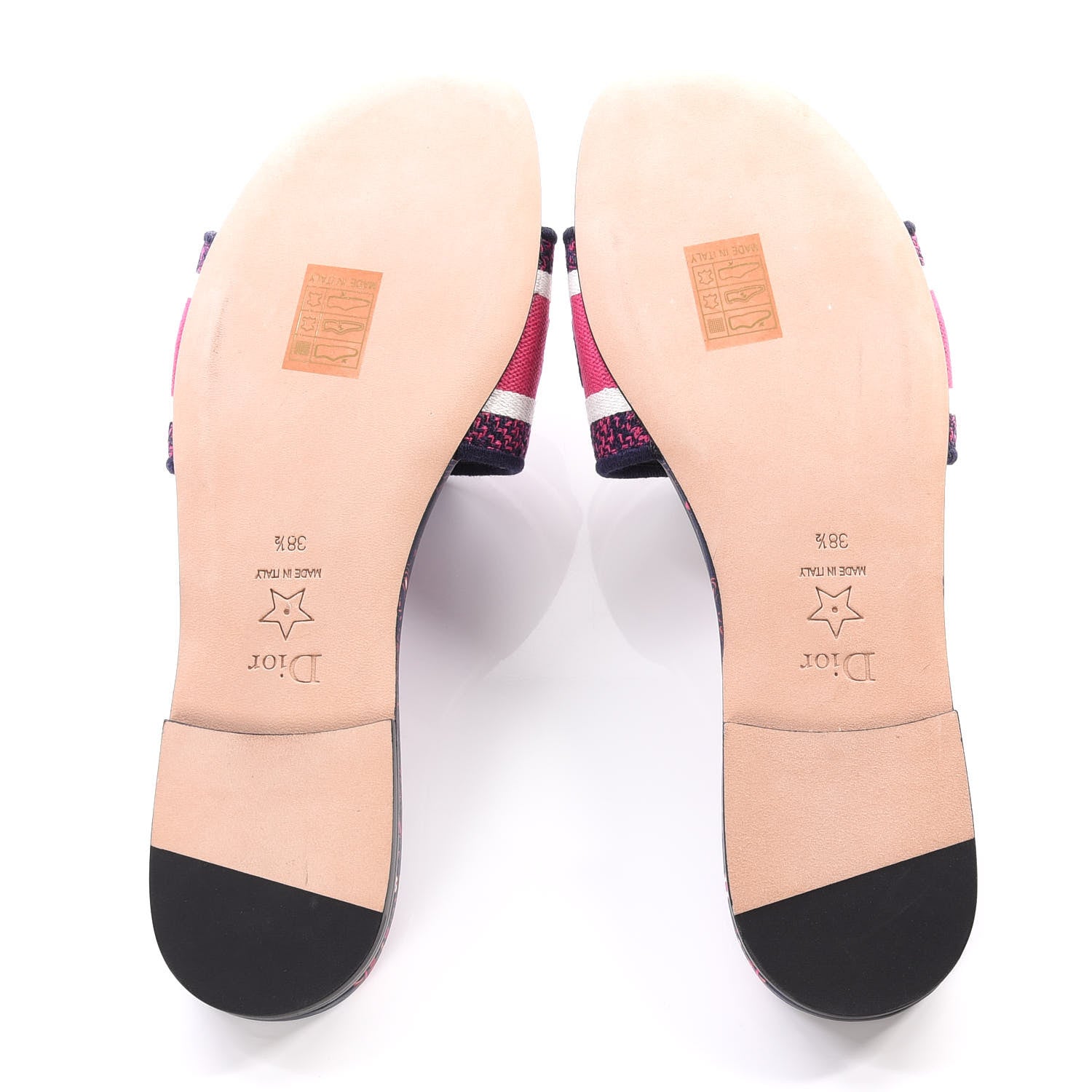 Christian Dior Canvas Embroidered Animals Dway Mules Slide Sandals 38.5 Deep Blue Fuchsia 6 of 10