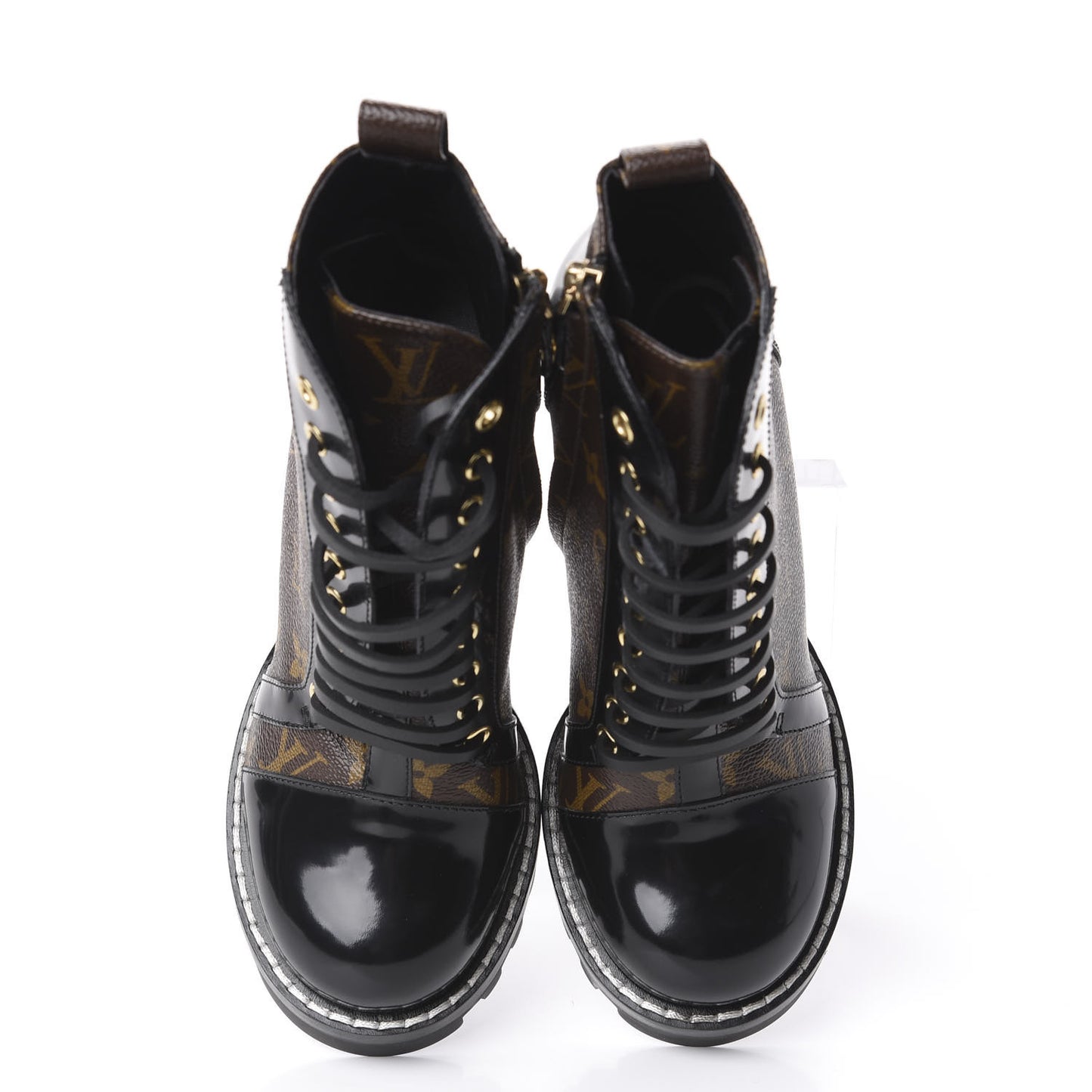 Patent Calfskin Monogram Star Trail Ankle Boots 37 Black