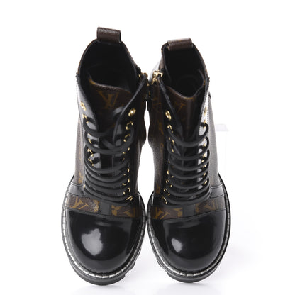 Louis Vuitton Patent Calfskin Monogram Star Trail Ankle Boots 37 Black 6 of 14