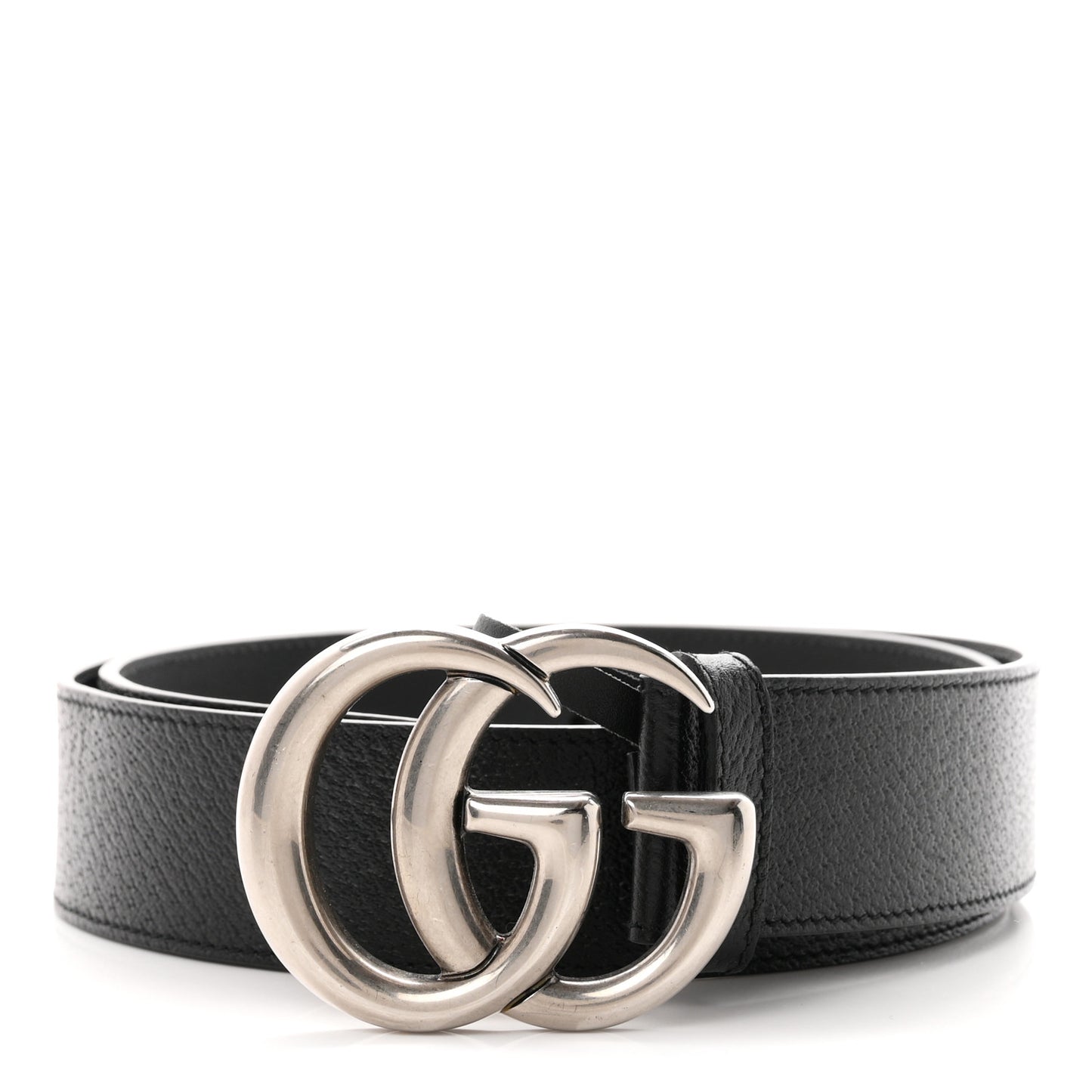 Textured Dollar Calfskin Nickel Double G 40mm Belt 85 34 Black