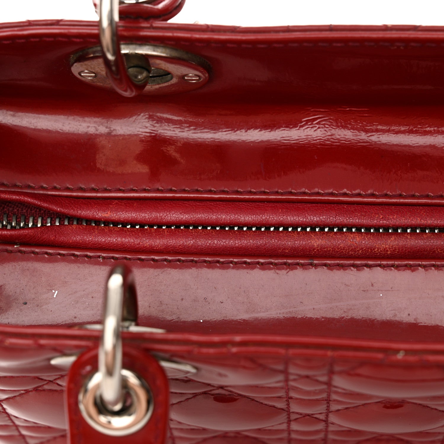 Christian Dior Patent Cannage Medium Lady Dior Red 12 of 19