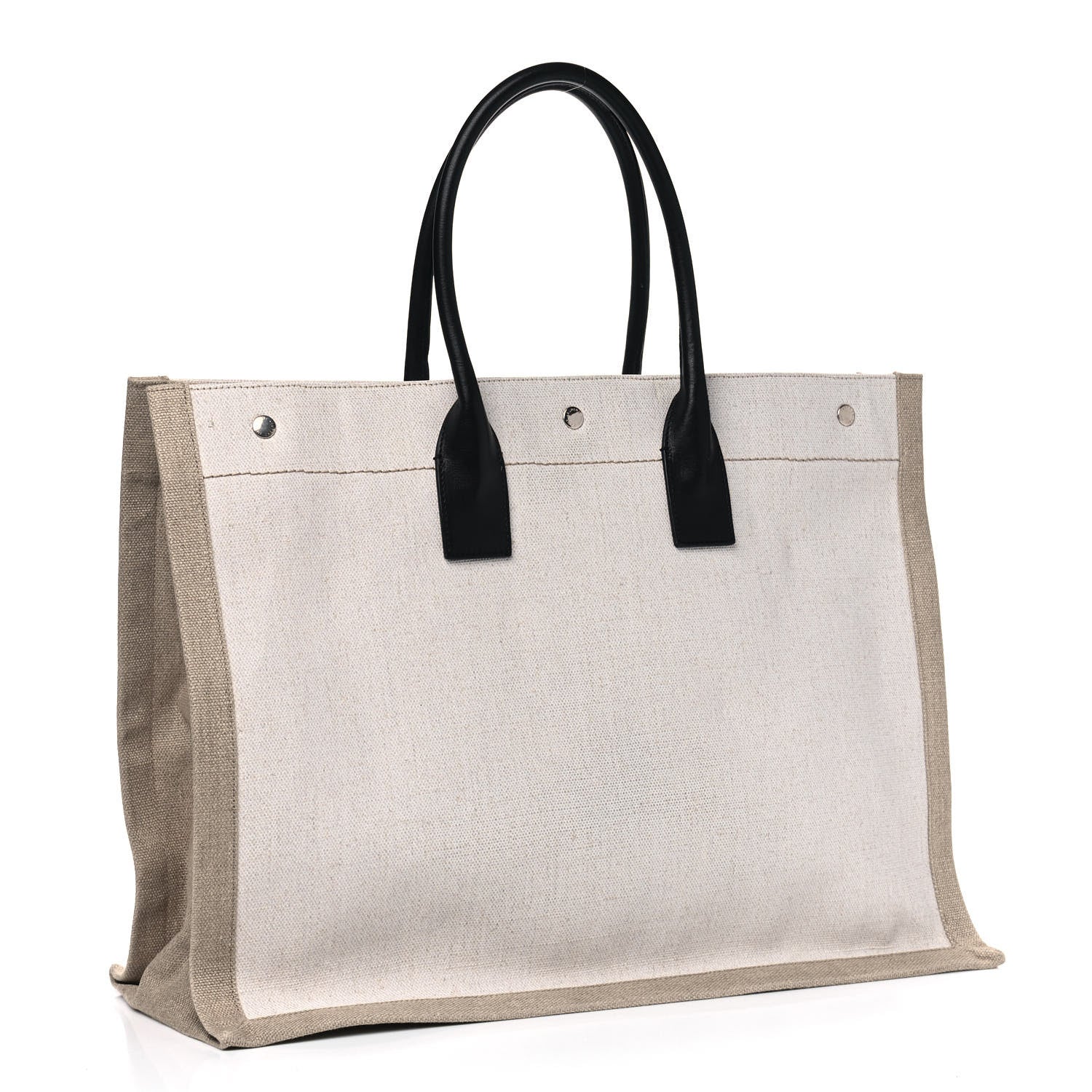 Saint Laurent Linen Calfskin Rive Gauche Tote Optic White 2 of 7
