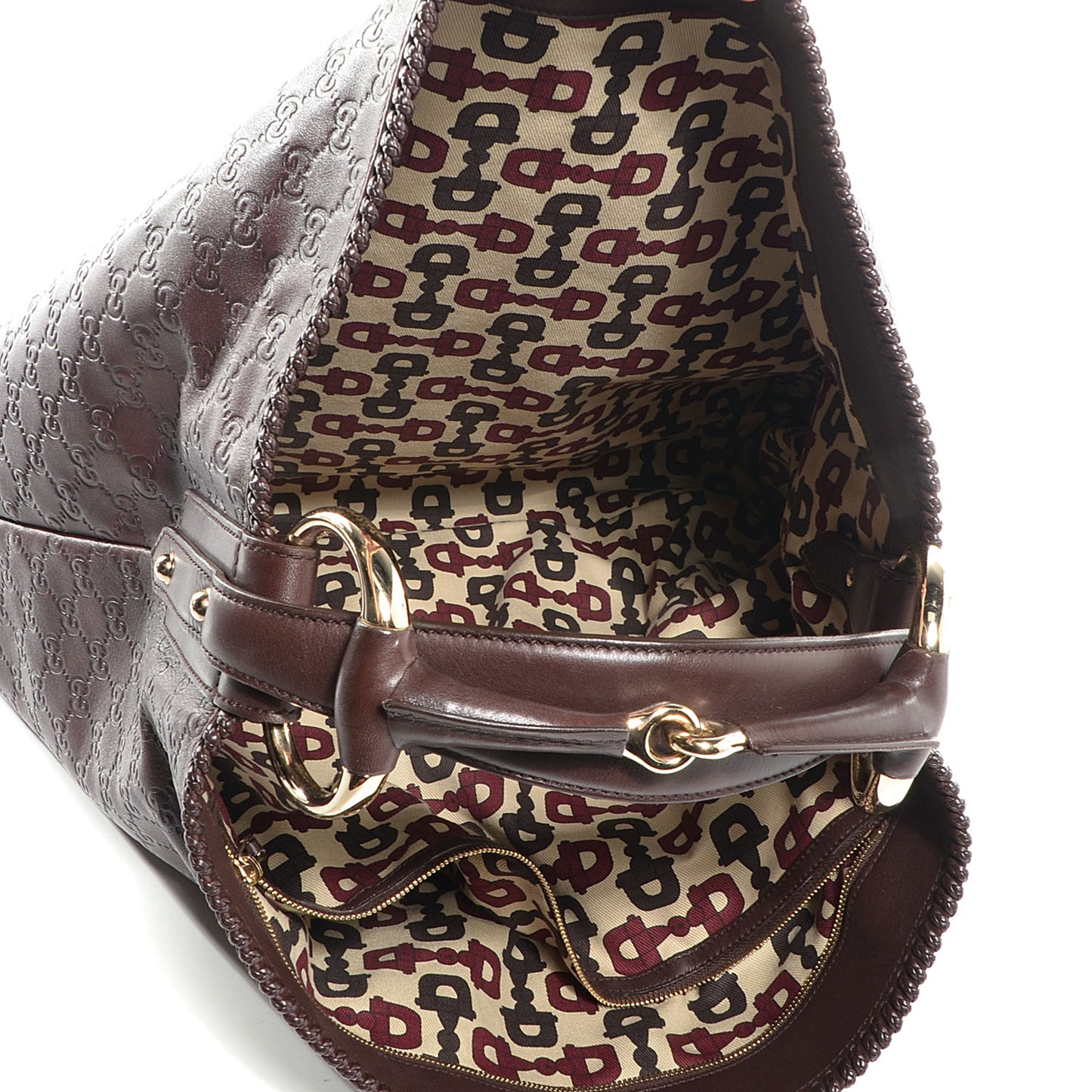 Guccissima Large Horsebit Chain Hobo Dark Brown