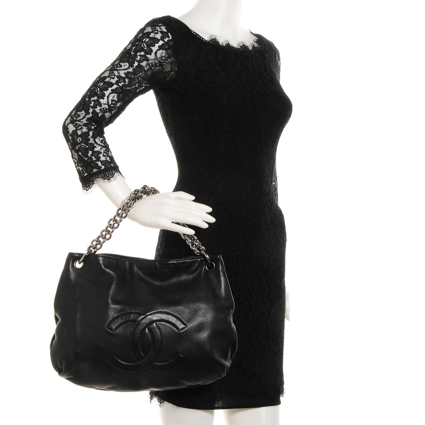 Lambskin Soft and Chain Small Hobo Black
