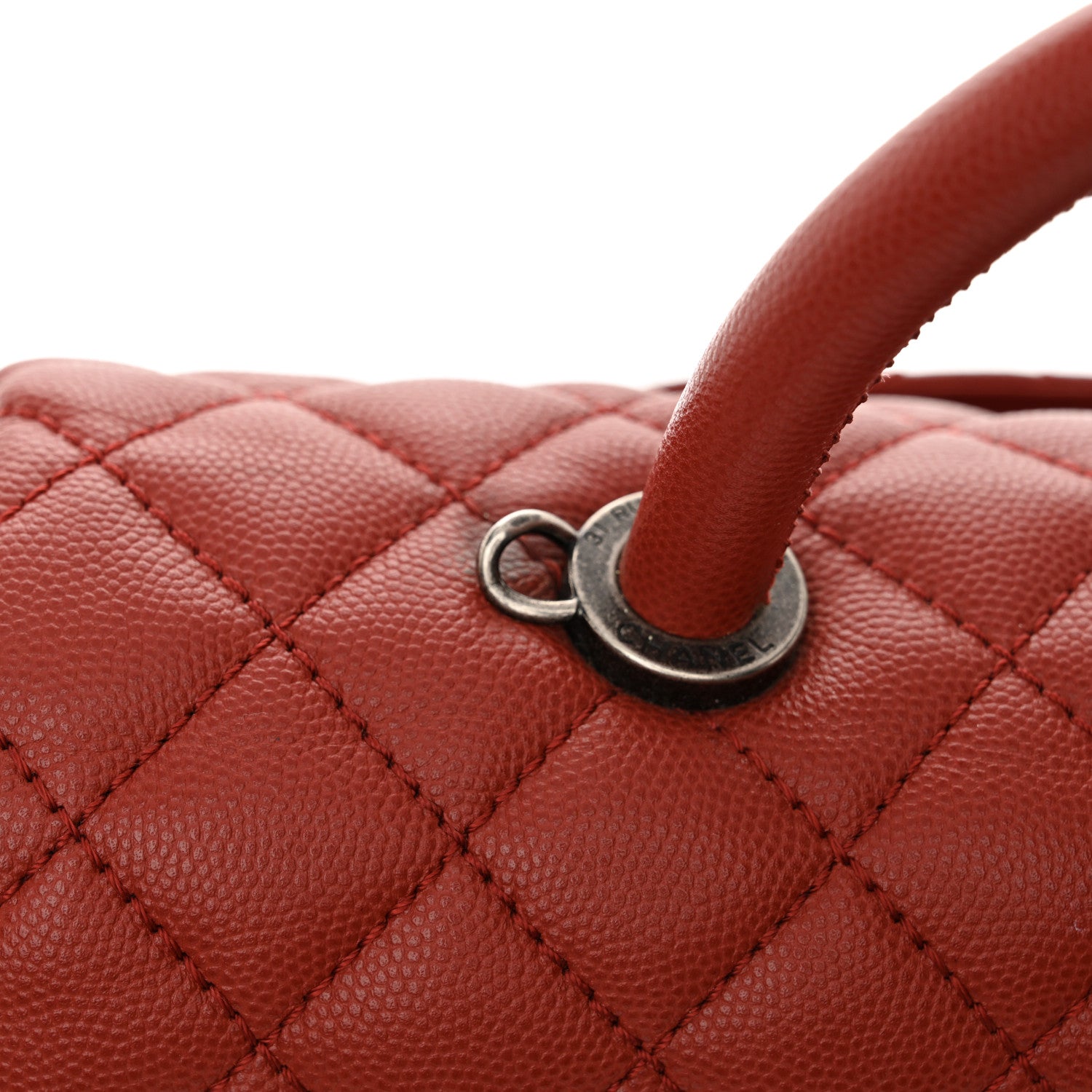Chanel Caviar Quilted Medium Coco Handle Flap Dark Red 15 of 15