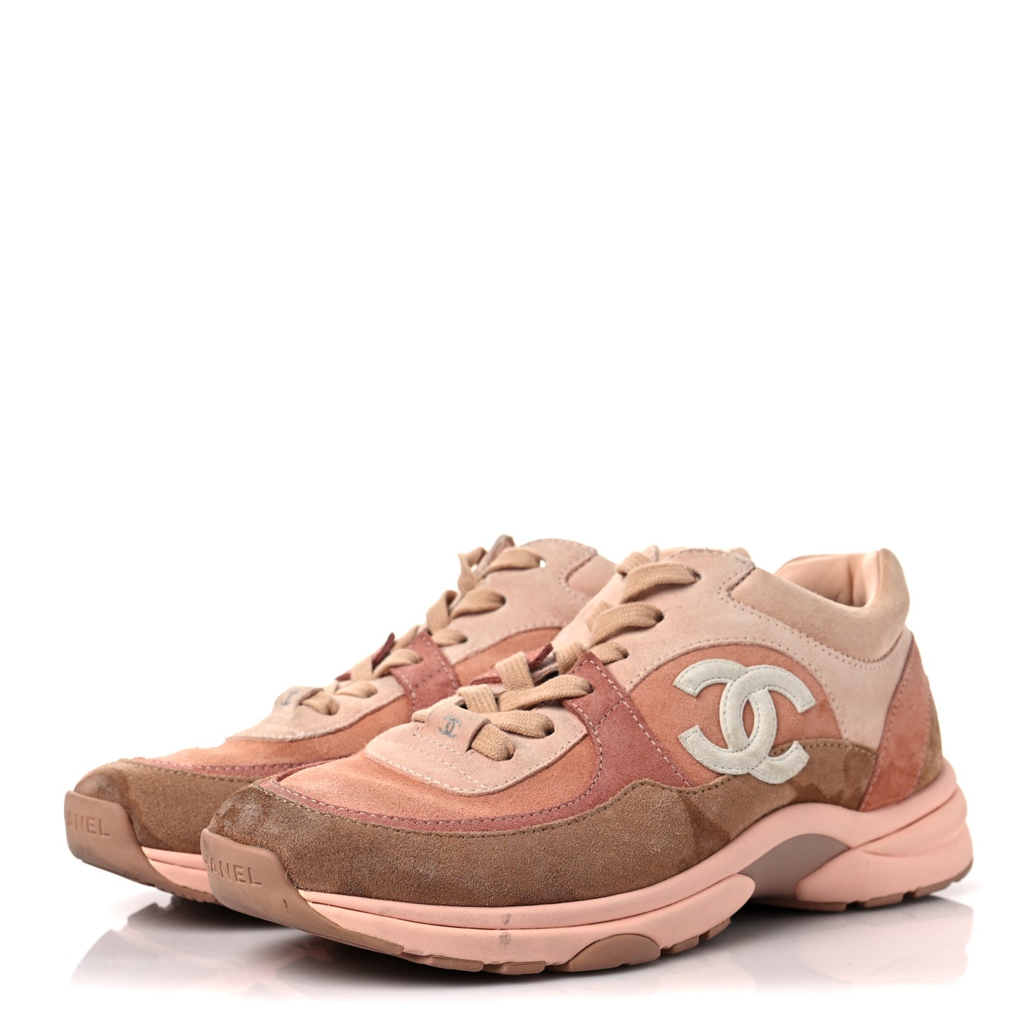 Nylon Lambskin Suede Calfskin CC Sneakers 39 Pink