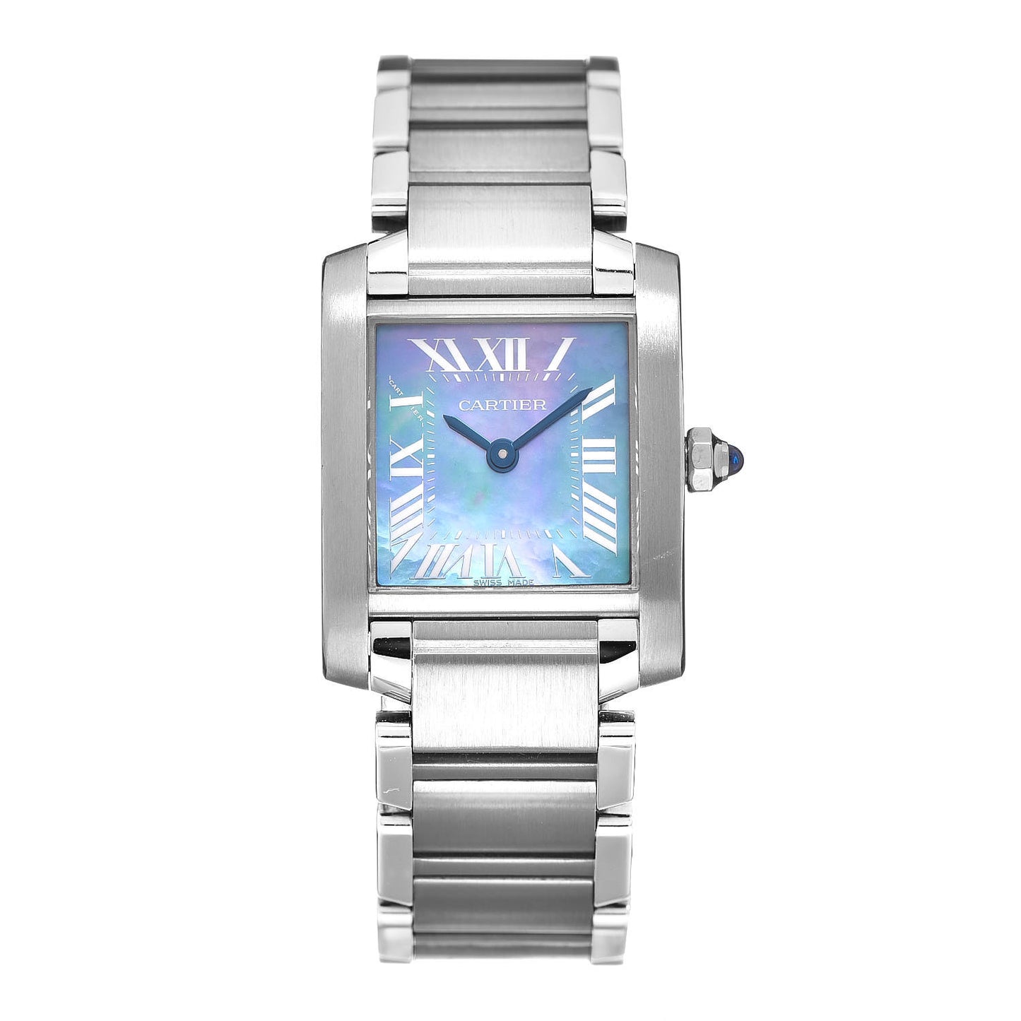 Stainless Steel Blue Mother of Pearl 20mm Tank Francaise Quartz Watch