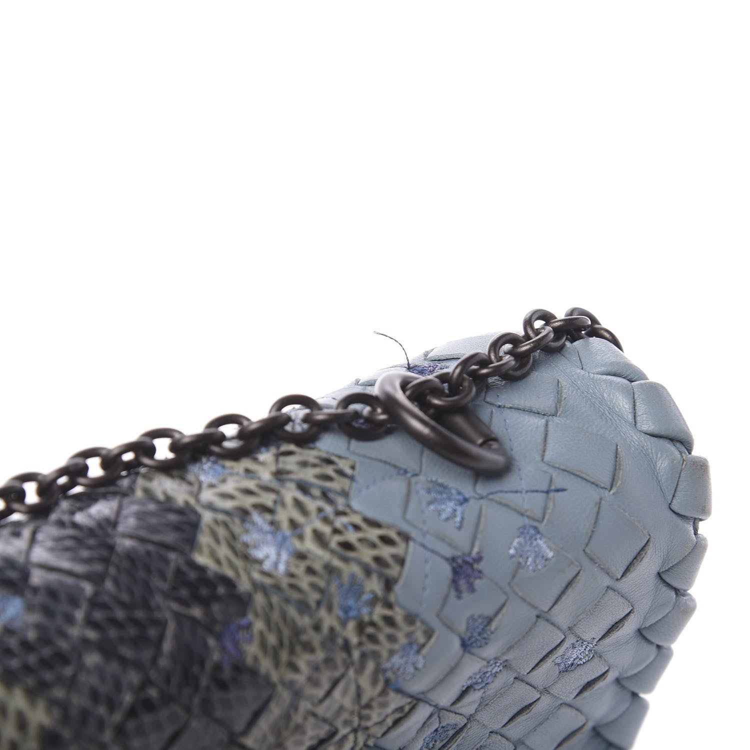 Bottega Veneta Nappa Ayers Embroidered Intrecciato Baby Olimpia Shoulder Bag Arctic 8 of 17