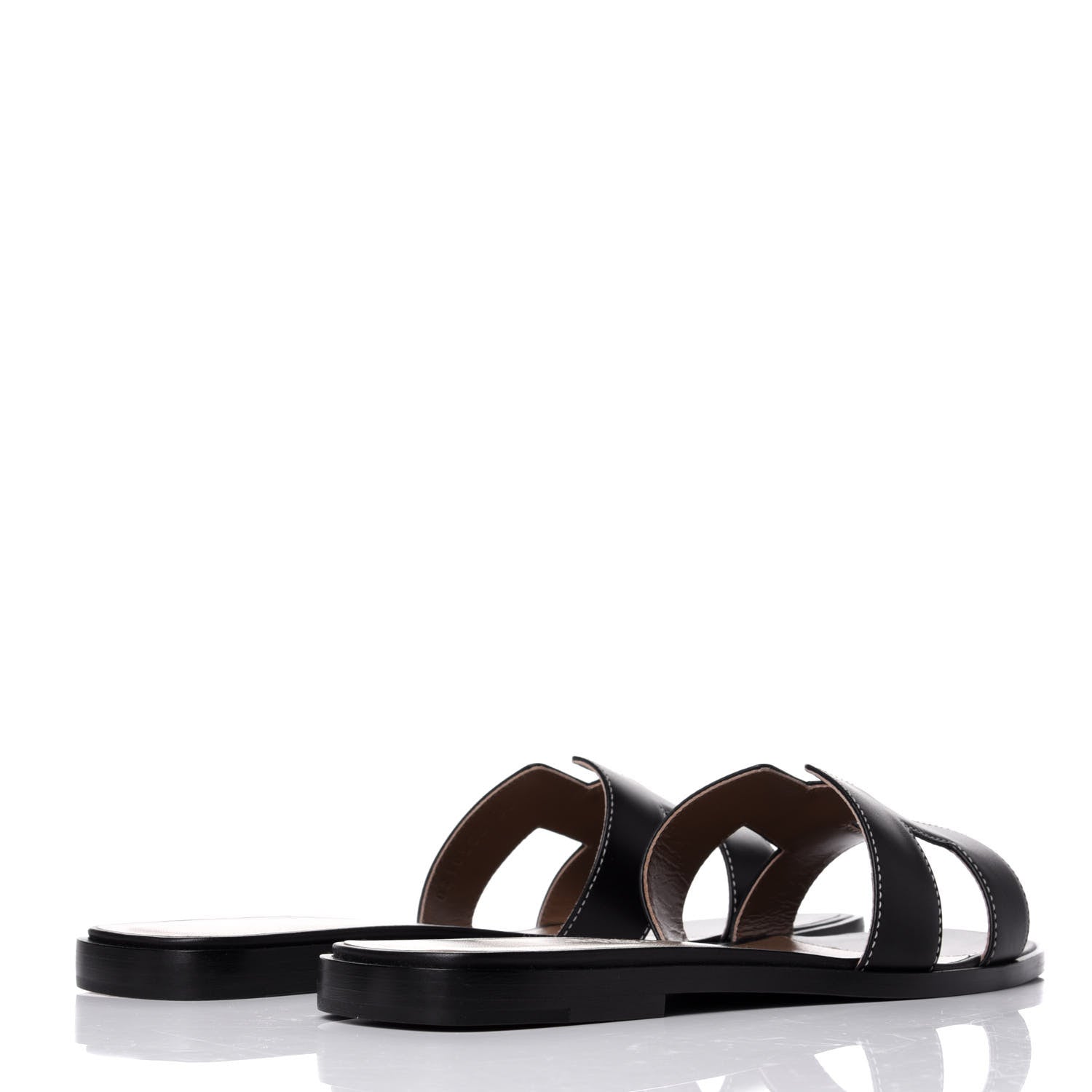 Hermes Box Calfskin Oran Sandals 38.5 Black 4 of 11