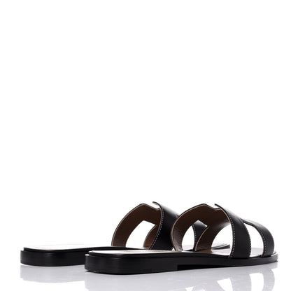 Hermes Box Calfskin Oran Sandals 38.5 Black 4 of 11