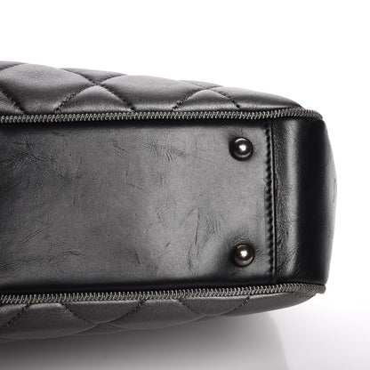 Chanel Metallic Calfskin Quilted Large Ballerine Camera Case Dark Grey Black 8 of 10