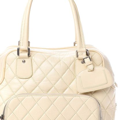 Chanel Distressed Lambskin Quilted Paris New York PNY Medium Travel Bag Ivory 19 of 20
