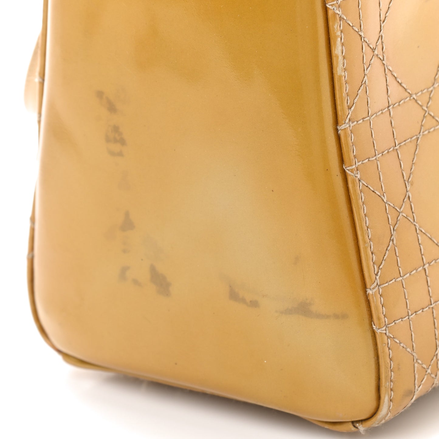 Patent Cannage Stitched Medium Lady Dior Dark Beige