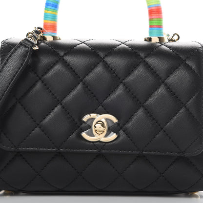 Chanel Goatskin Quilted Rainbow Extra Mini Coco Handle Flap Black 8 of 11