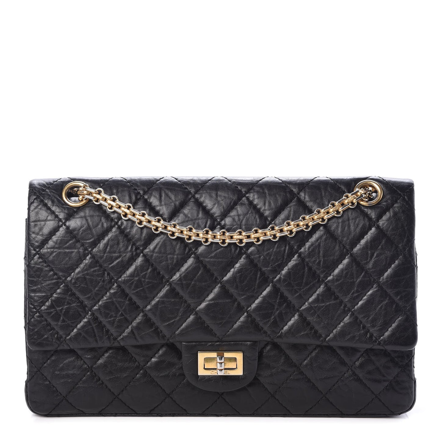 Aged Calfskin Quilted 2.55 Reissue 226 Flap Black