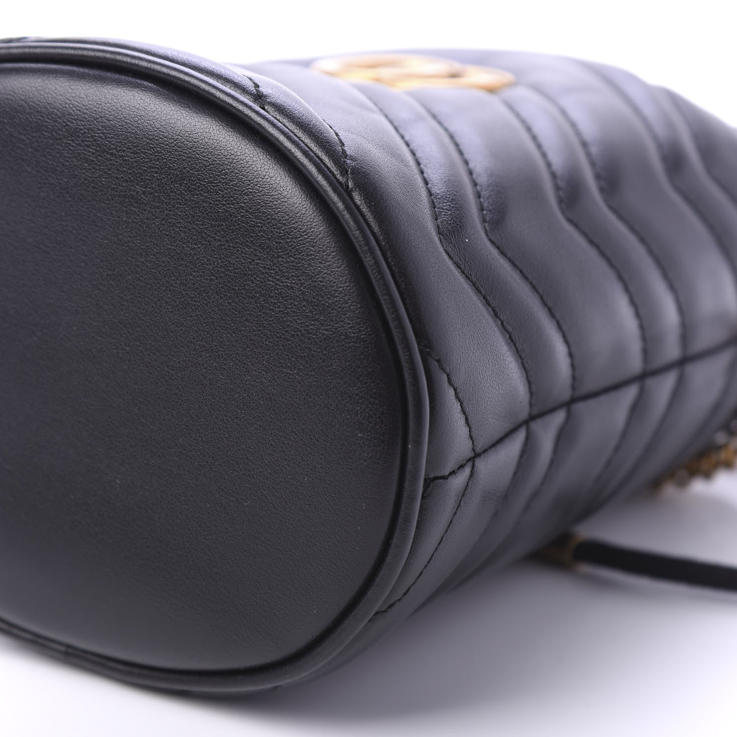 Gucci Calfskin Matelasse Mini GG Marmont 2.0 Bucket Bag Black 8 of 11