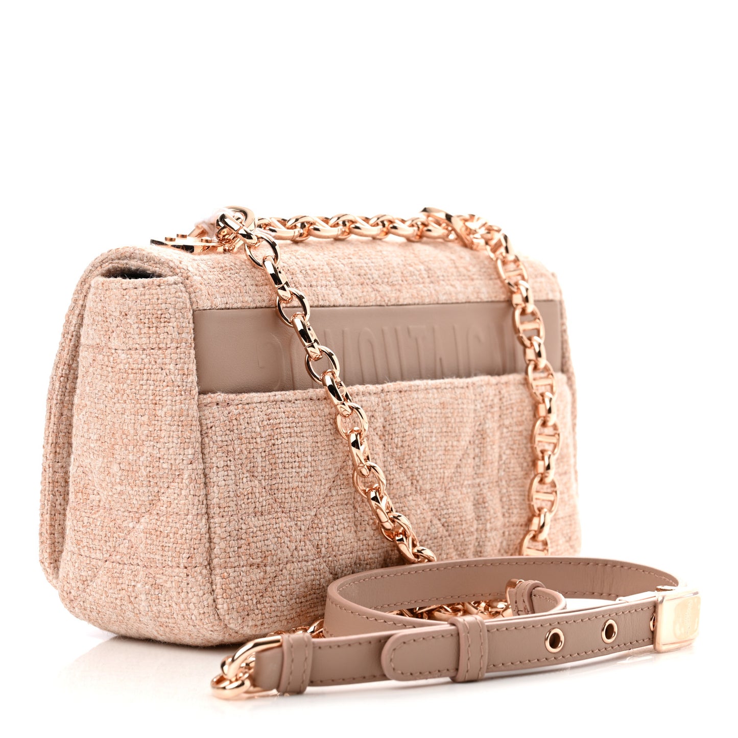 Linen Macrocannage Small Caro Bag Rose