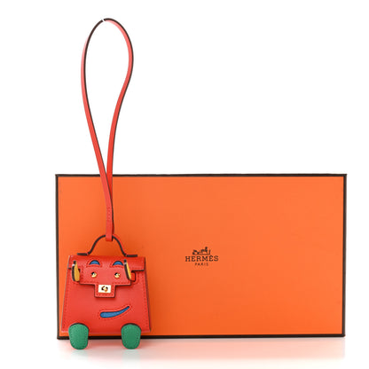 Hermes Tadelakt Chevre Mysore Kelly Quelle Idole Bag Charm Capucine Jaune De Naples Vert Vertigo Zanzibar 6 of 6