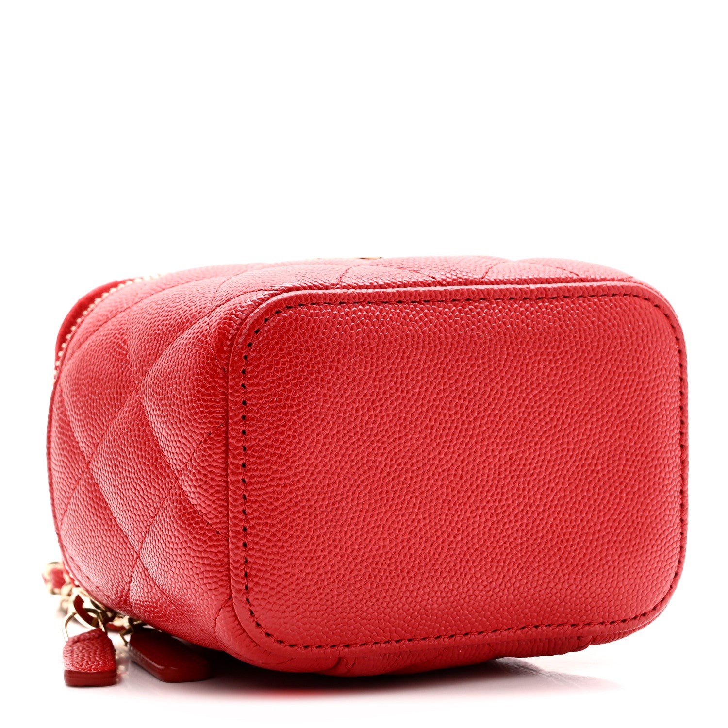 Chanel Caviar Quilted Mini Vanity Case With Chain Red 1783056