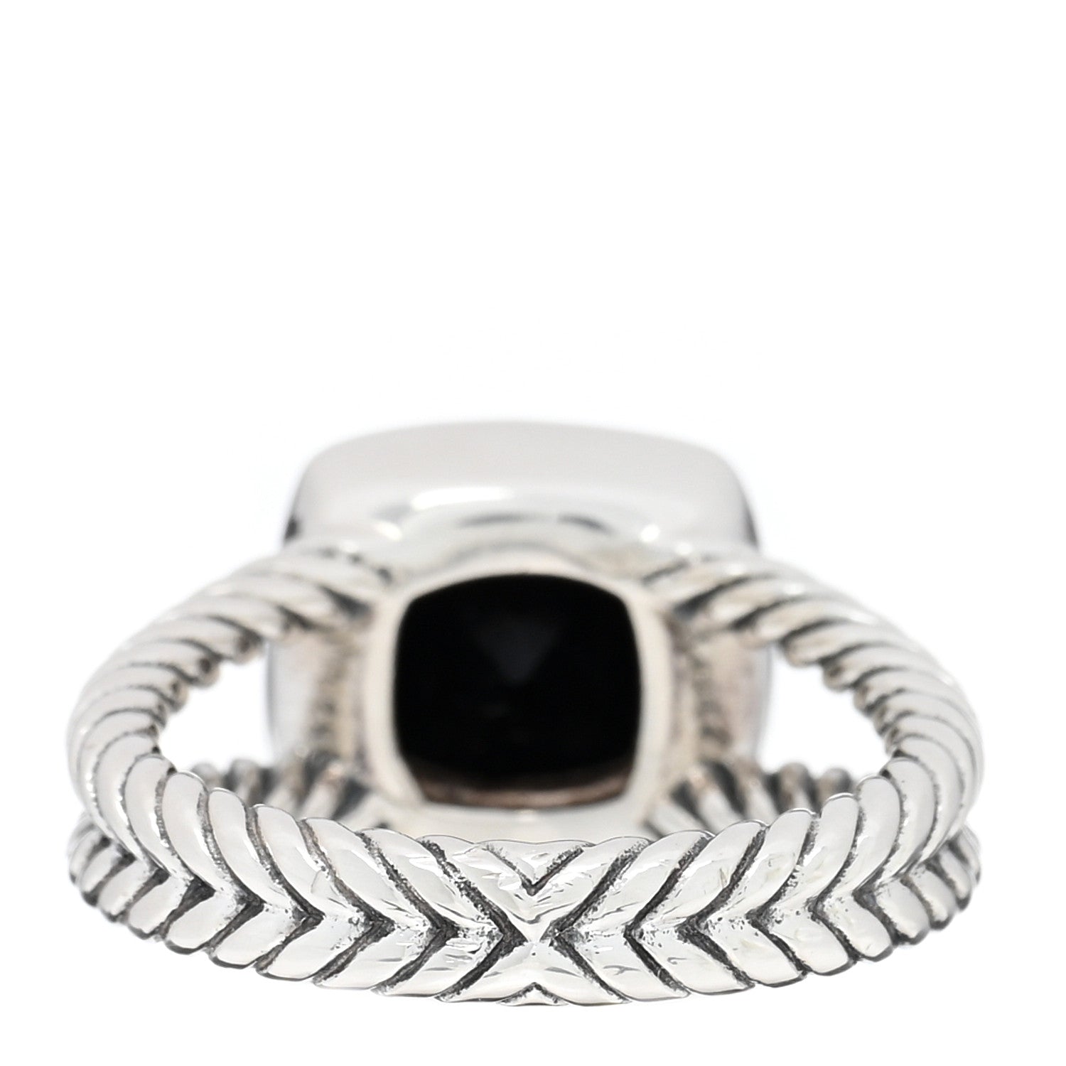 David Yurman Sterling Silver Diamond Black Onyx 7mm Petite Albion Ring 49 5 3 of 5