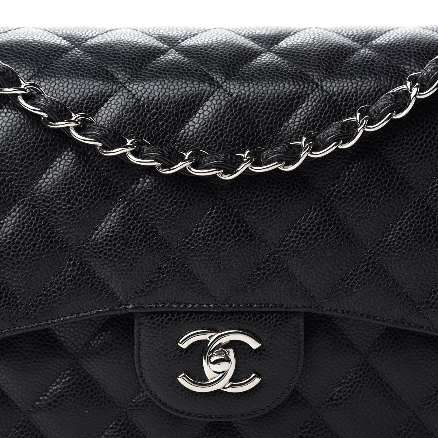 Caviar Quilted Jumbo Double Flap Black