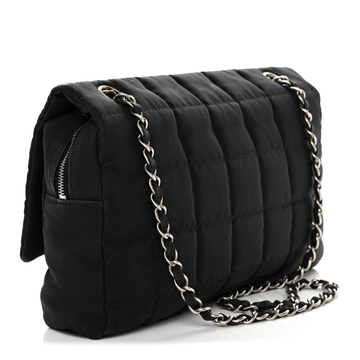 Nylon Square Quilted Flap Black