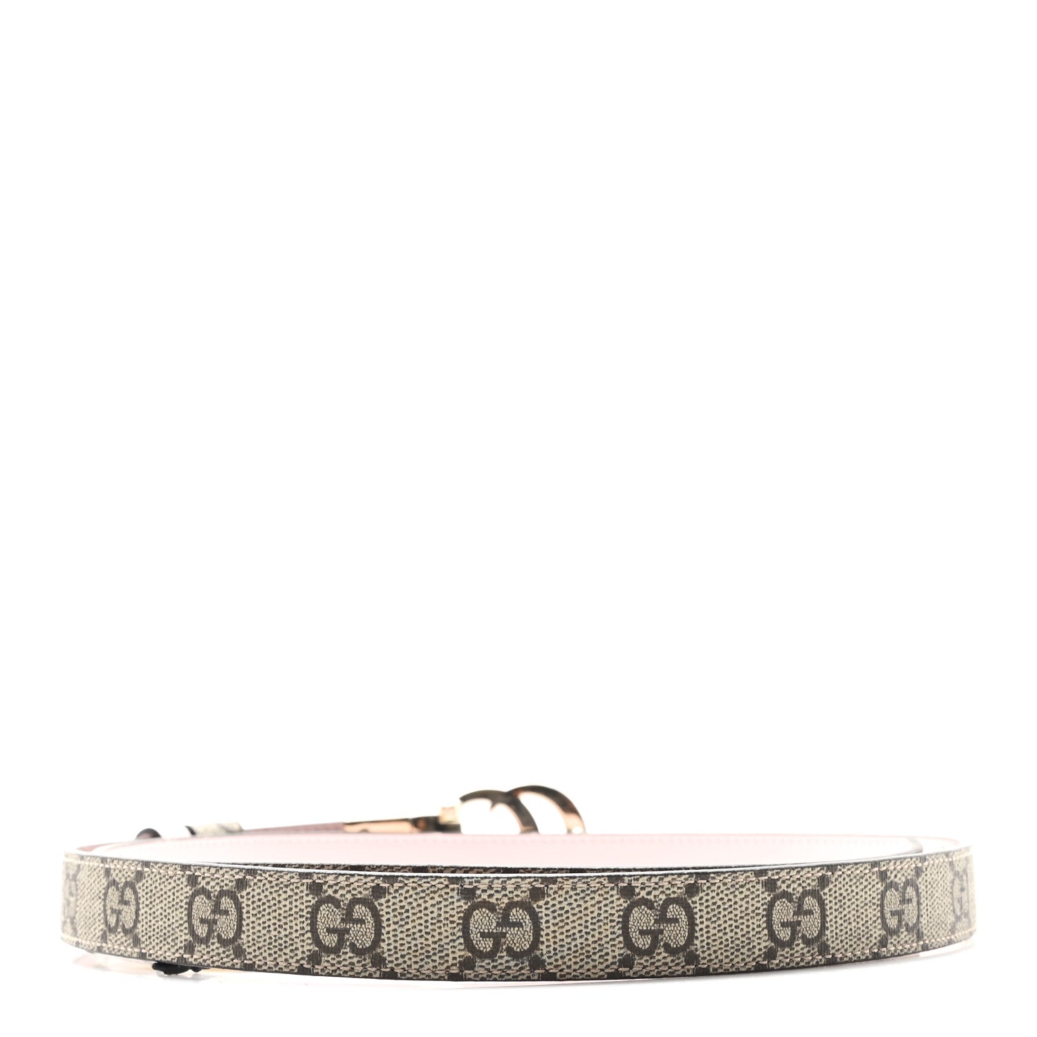 Gucci GG Supreme Monogram Plutone Calfskin Double G 20mm Belt 95 38 Beige Ebony Pink Blue 2 of 4