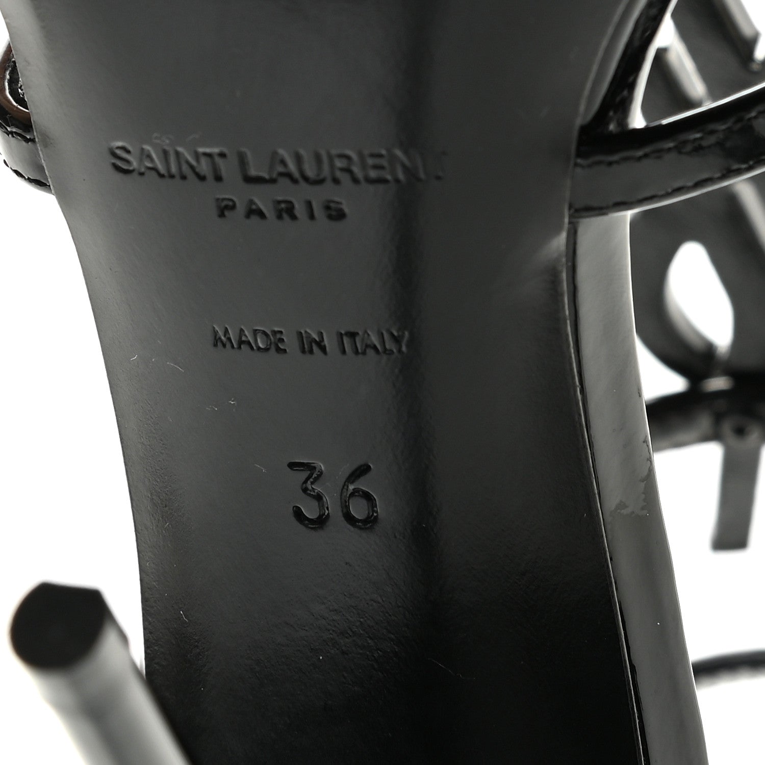 Saint Laurent Patent Cassandra 100 Ankle Strap Sandals 36 Black 12 of 12