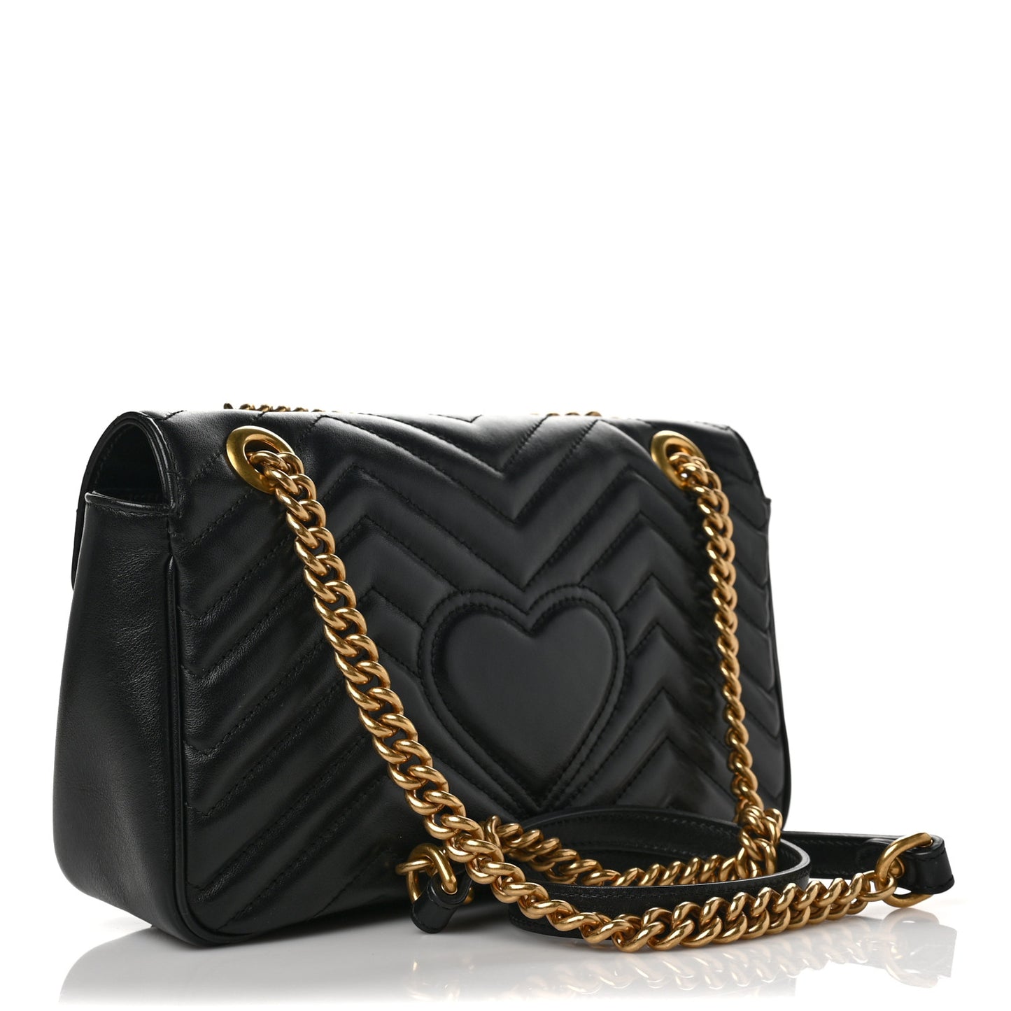 Calfskin Matelasse Small GG Marmont Shoulder Bag Black