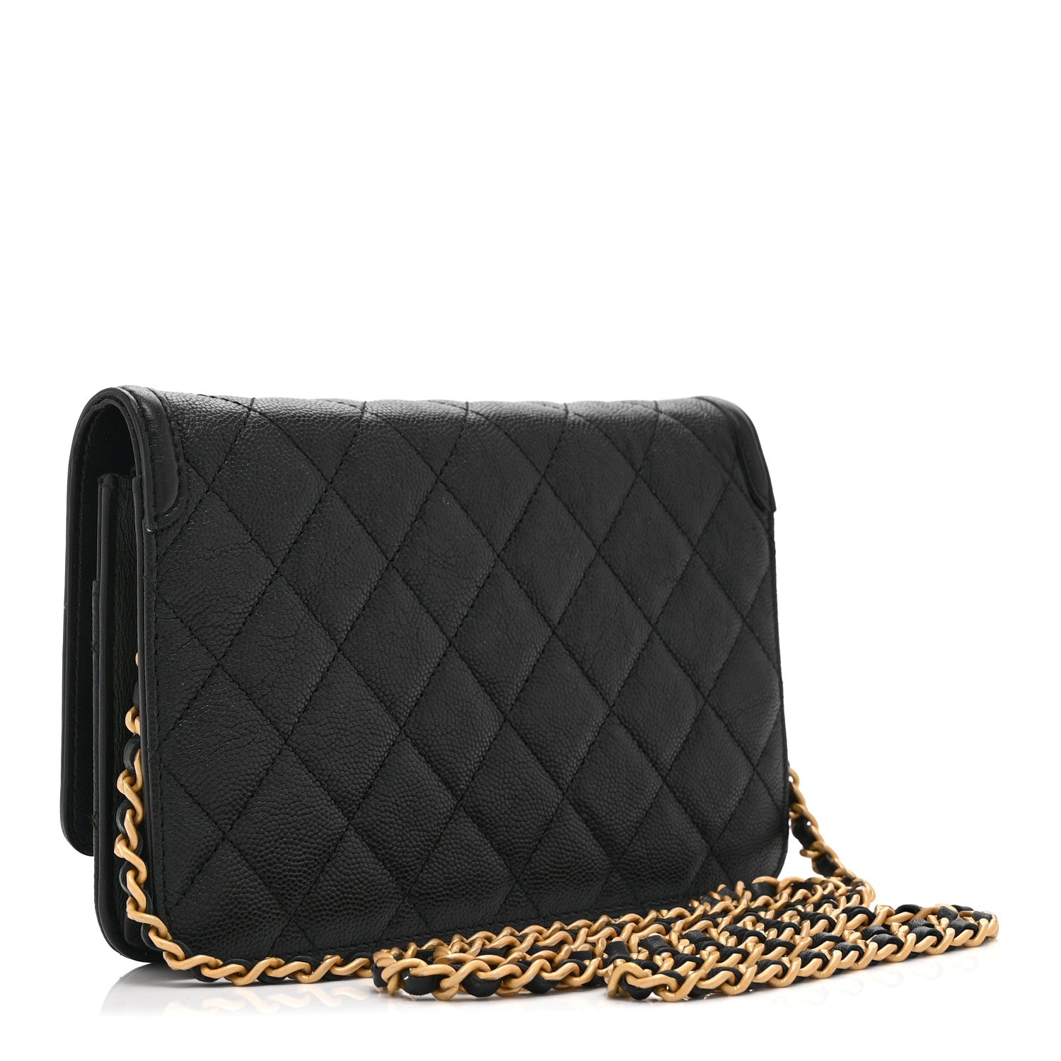 Chanel Caviar Quilted CC Filigree Wallet On Chain WOC Black 3 of 11