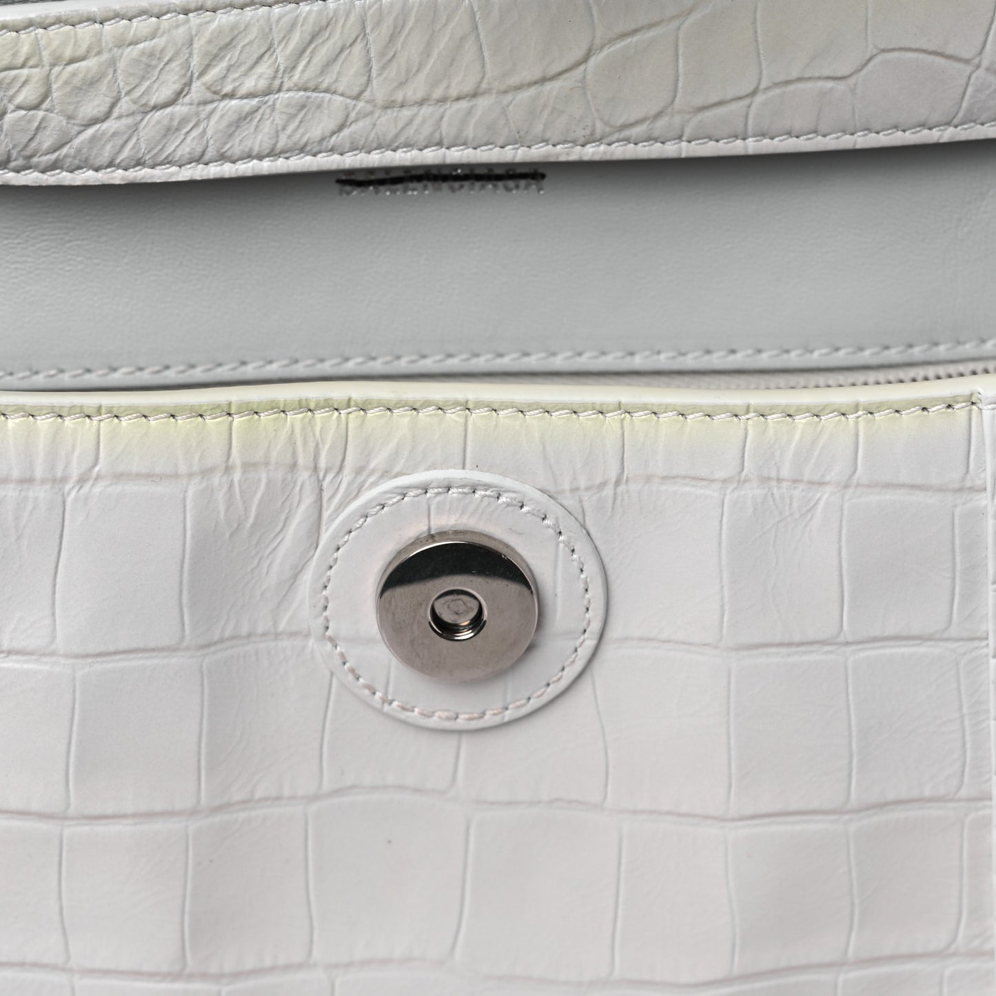 Extra Supple Calfskin Crocodile Embossed XS Downtown Shoulder Bag White
