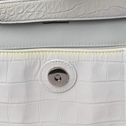 Balenciaga Extra Supple Calfskin Crocodile Embossed XS Downtown Shoulder Bag White 15 of 21