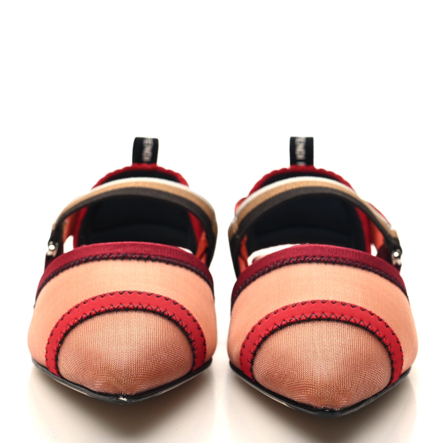 Fendi Technical Mesh Colibri Slingback Ballerina Flats 37.5 Fragola Mou Fango Ruggine 2 of 8