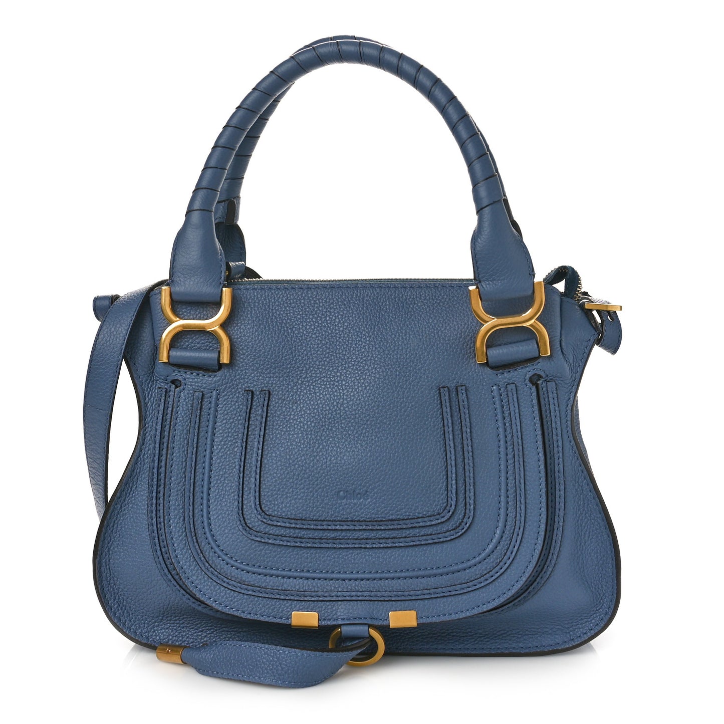 Calfskin Small Marcie Satchel Shady Cobalt