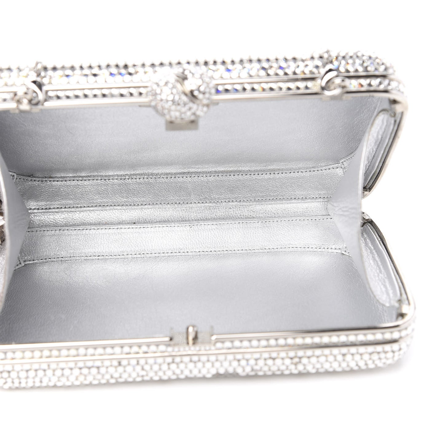 Crystal Minaudiere Clutch Silver