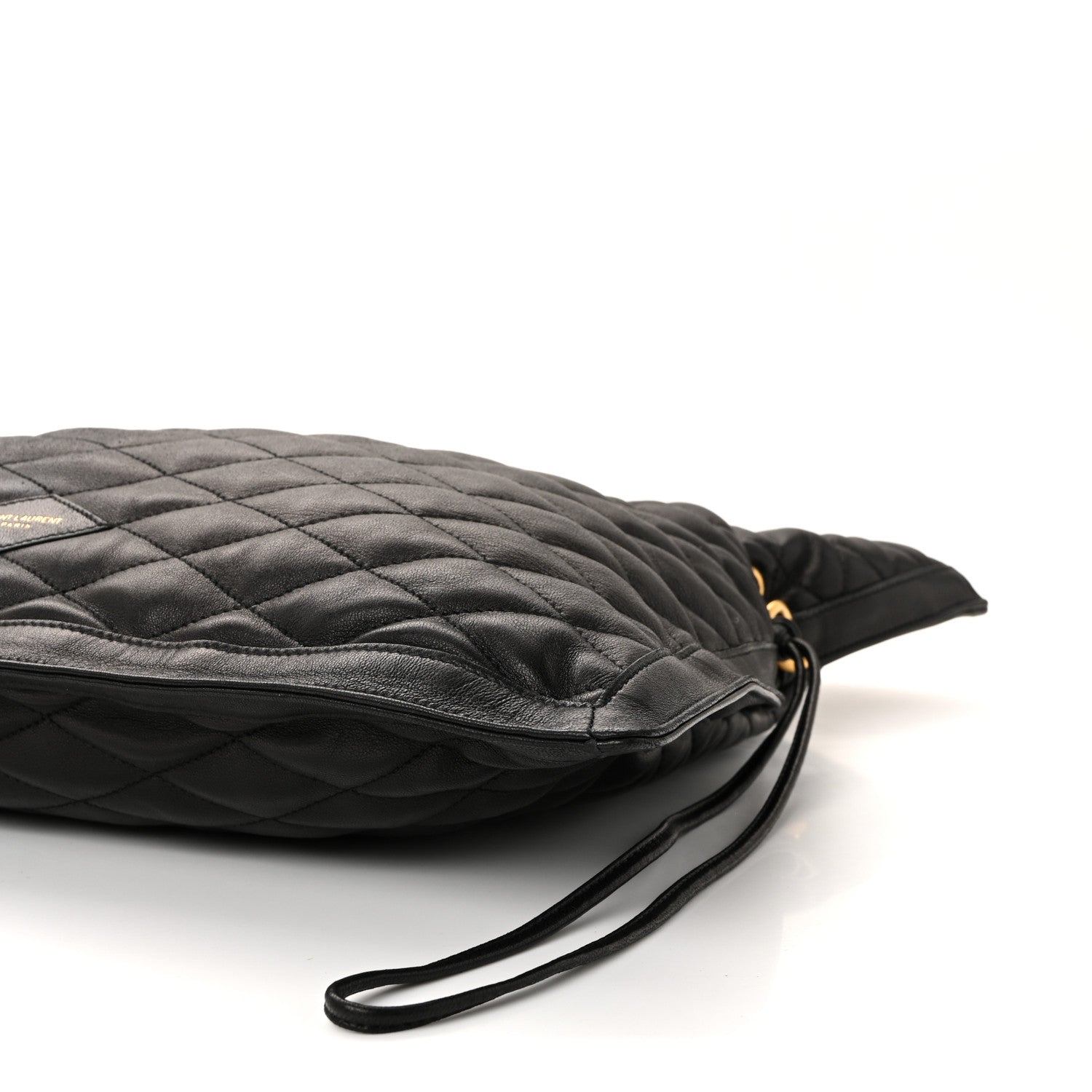 Saint Laurent Lambskin Quilted Pochon Drawstring Tote Bag Black 9 of 9