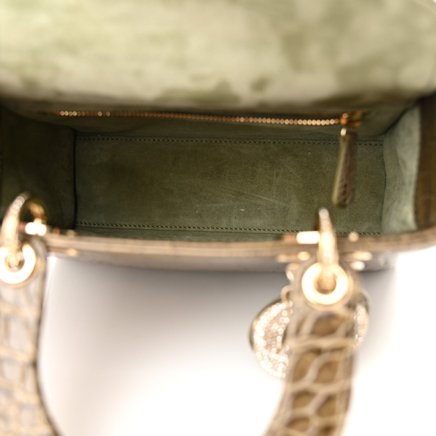 Christian Dior Alligator Swarovski Crystal Small Lady Dior Green 5 of 16