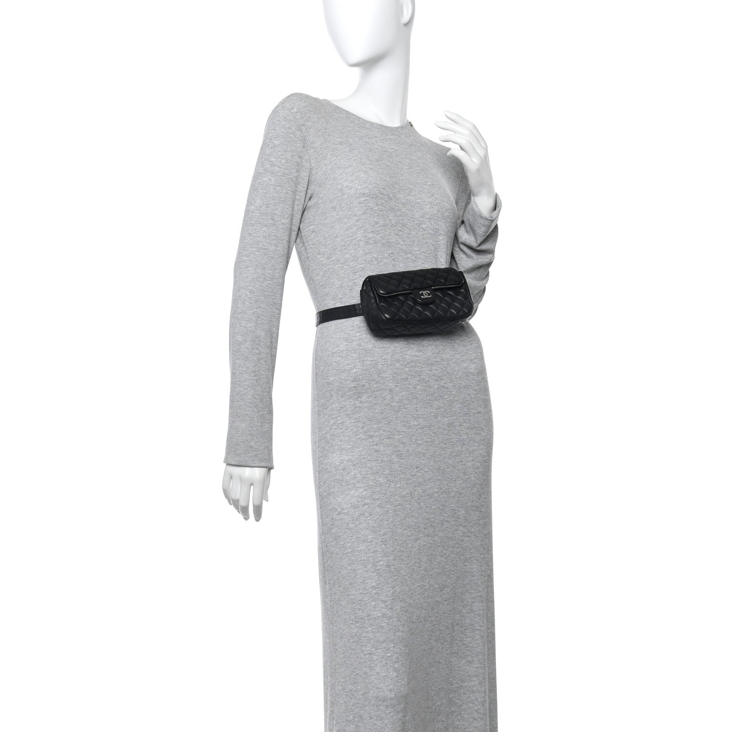 Chanel Grained Calfskin Quilted CC Uniform Flap Belt Bag Black 2 of 15
