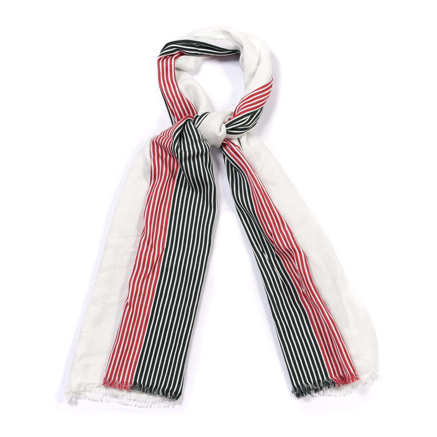 Gucci Wool Silk Monogram Web Scarf White 4 of 4