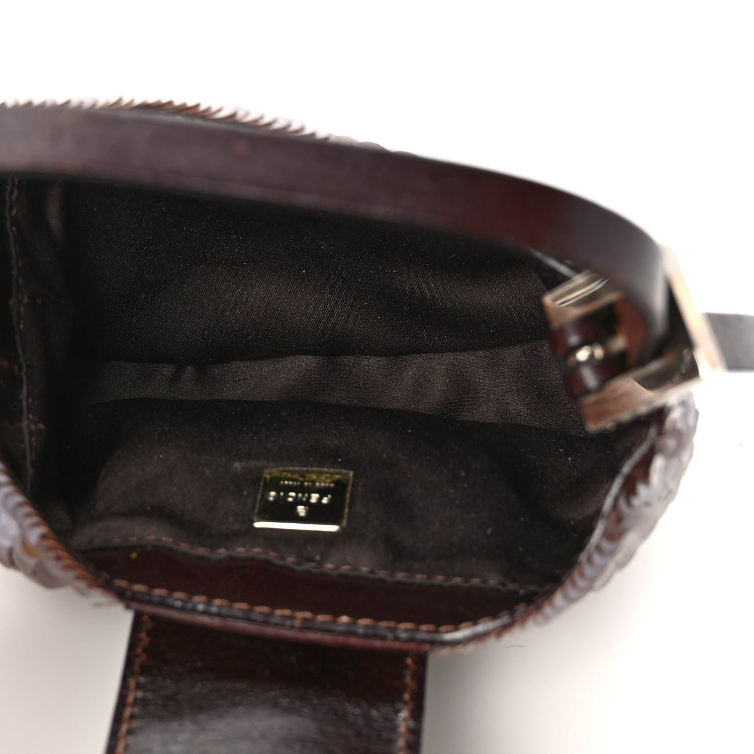 Fendi Sequin Paillettes Mini Half Moon Baguette Brown 5 of 9