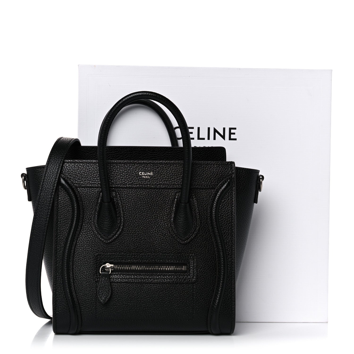 Celine Drummed Calfskin Nano Luggage Black 14 of 14